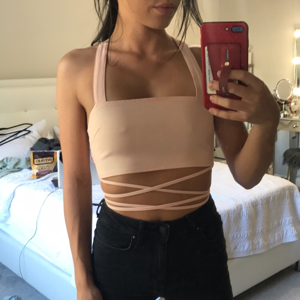 Pink Strappy Tie Top